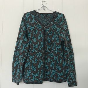 ✨ NWOT Nomadic Traders L Blue & Brown Zip Sweater